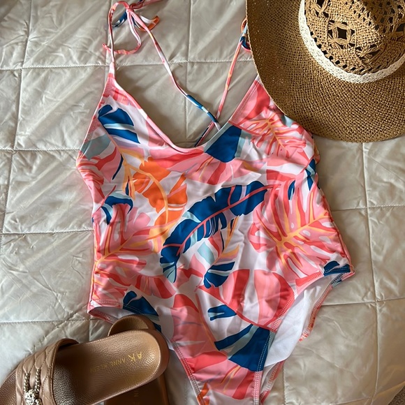 Pink Lily One Piece Swim - Picture 1 of 3